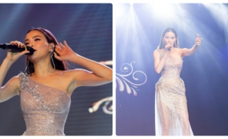 Hồ Ngọc Hà diện váy xuyên thấu khoe vóc dáng mở đầu đêm diễn thời trang