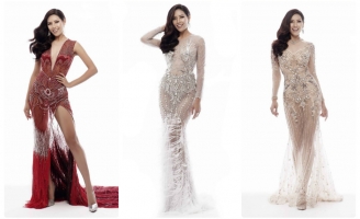 Á hậu Nguyễn Thị Loan diện dầm xuyên thấu đến Miss Universe 2017