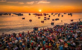 Bình minh nhộn nhịp ở chợ cá ven biển Tam Tiến, Quảng Nam