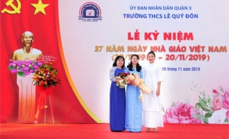 Đại sứ áo dài Vũ Trần Nguyên mang yêu thương về với trường THCS Lê Qúy Đôn