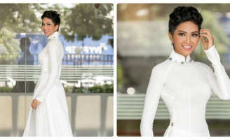 Hoa hậu H’Hen Niê xuất hiện đầy nữ tính với tà áo dài trắng tinh khôi