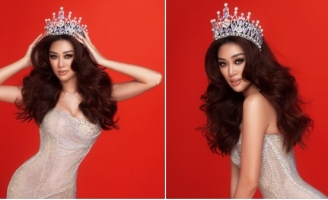 Hoa hậu Khánh Vân khoe chân dài thon thả