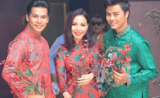 Khánh Loan, Võ Minh Lâm, Triệu An diện áo dài mừng Tết Nguyên Tiêu