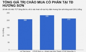 Sông Đà thu hàng trăm tỷ từ thoái vốn Thủy điện Hương Sơn