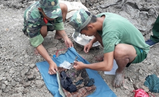 Tìm thấy bộ hài cốt liệt sĩ vô danh dưới ao